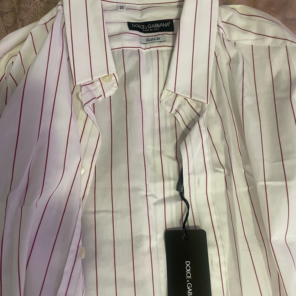 Dolce & Gabbana Gold Striped Shirt Sz 16/L - Picture 11 of 11